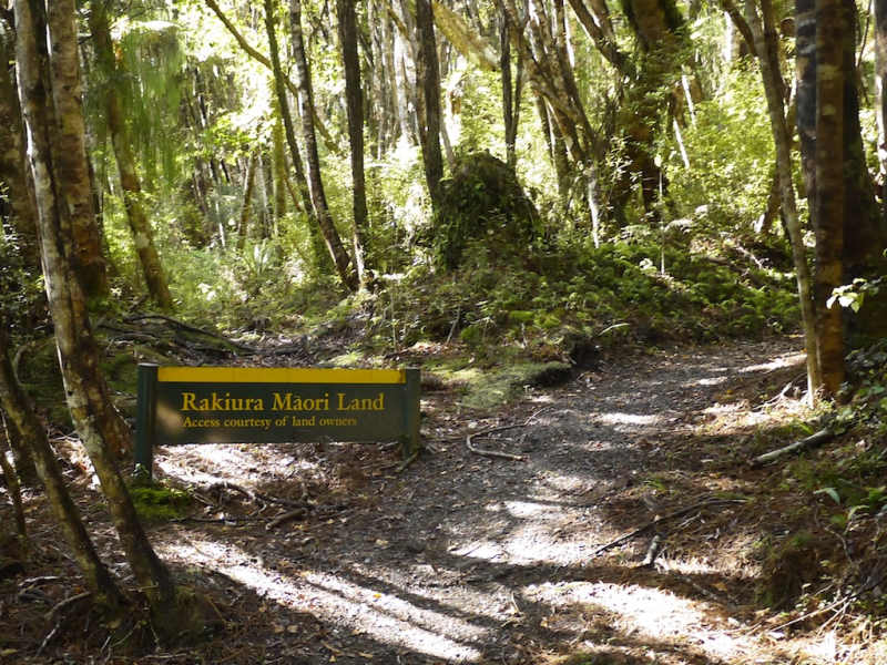 Die ikonischen Hinweisschilder des DOCs säumen Neuseeländische Nationalparks. 